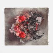 魔法使い | 赤い目のスモークした悪魔のバラ フリースブランケット (正面(横))