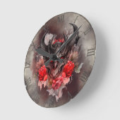 魔法使い | 赤い目のスモークした悪魔のバラ ラウンド壁時計 (傾斜)