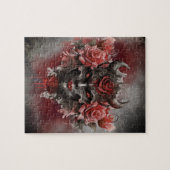 魔法使い | 赤い目を持つ暗白熱［赤熱］光を放つい角の悪魔 ジグソーパズル (横)