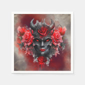 魔法使い | 赤い目を持つ暗白熱［赤熱］光を放つい角の悪魔 スタンダードカクテルナプキン (正面)