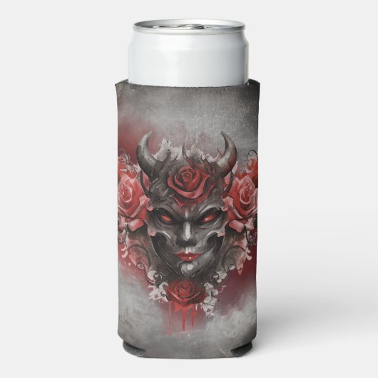 魔法使い | 赤い目を持つ暗白熱［赤熱］光を放つい角の悪魔 スリム缶クーラー (Seltzer裏面)