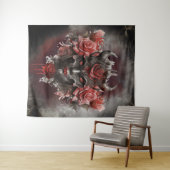 魔法使い | 赤い目を持つ暗白熱［赤熱］光を放つい角の悪魔 タペストリー (インサイチュ(横))