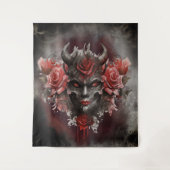 魔法使い | 赤い目を持つ暗白熱［赤熱］光を放つい角の悪魔 タペストリー (正面)