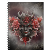 魔法使い | 赤い目を持つ暗白熱［赤熱］光を放つい角の悪魔 ノートブック (正面)