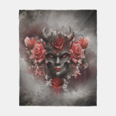 魔法使い | 赤い目を持つ暗白熱［赤熱］光を放つい角の悪魔 フリースブランケット (正面)