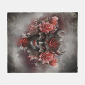 魔法使い | 赤い目を持つ暗白熱［赤熱］光を放つい角の悪魔 フリースブランケット (正面(横))