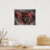 魔法使い | 赤い目を持つ暗白熱［赤熱］光を放つい角の悪魔 ポスター (キッチン)