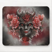 魔法使い | 赤い目を持つ暗白熱［赤熱］光を放つい角の悪魔 マウスパッド (正面)