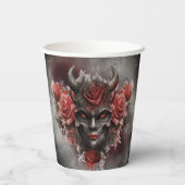 魔法使い | 赤い目を持つ暗白熱［赤熱］光を放つい角の悪魔 紙コップ (裏面)