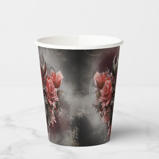 魔法使い | 赤い目を持つ暗白熱［赤熱］光を放つい角の悪魔 紙コップ (左)