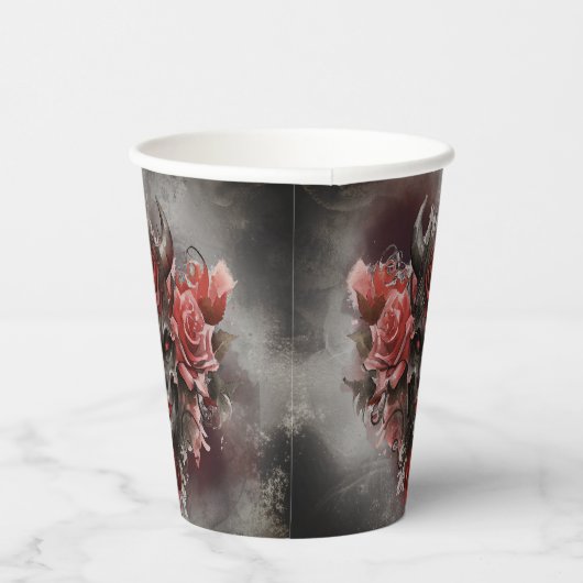 魔法使い | 赤い目を持つ暗白熱［赤熱］光を放つい角の悪魔 紙コップ (右)