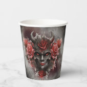 魔法使い | 赤い目を持つ暗白熱［赤熱］光を放つい角の悪魔 紙コップ (正面)