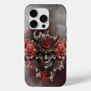 魔法使い   赤い目を持つ暗白熱［赤熱］光を放つい角の悪魔 iPhone 15 PROケース