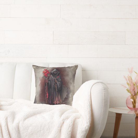 魔法使い | 闇の暗い魔女白熱［赤熱］光を放つ赤い目 クッション (ソファ)