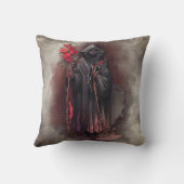 魔法使い | 闇の暗い魔女白熱［赤熱］光を放つ赤い目 クッション (裏面)