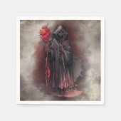 魔法使い | 闇の暗い魔女白熱［赤熱］光を放つ赤い目 スタンダードカクテルナプキン (正面)