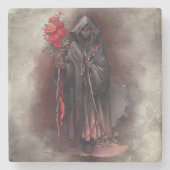 魔法使い | 闇の暗い魔女白熱［赤熱］光を放つ赤い目 ストーンコースター (正面)