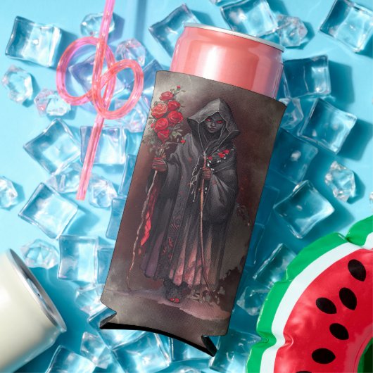 魔法使い | 闇の暗い魔女白熱［赤熱］光を放つ赤い目 スリム缶クーラー (インサイチュ 夏)