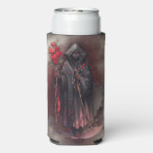 魔法使い | 闇の暗い魔女白熱［赤熱］光を放つ赤い目 スリム缶クーラー (Seltzer裏面)