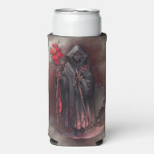 魔法使い | 闇の暗い魔女白熱［赤熱］光を放つ赤い目 スリム缶クーラー (Seltzer正面)
