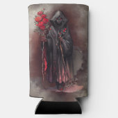 魔法使い | 闇の暗い魔女白熱［赤熱］光を放つ赤い目 スリム缶クーラー (裏面)