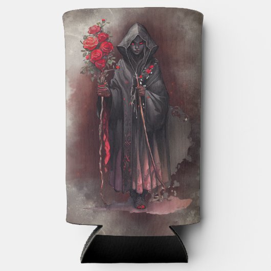 魔法使い | 闇の暗い魔女白熱［赤熱］光を放つ赤い目 スリム缶クーラー (正面)