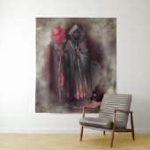 魔法使い | 闇の暗い魔女白熱［赤熱］光を放つ赤い目 タペストリー (インサイチュ)