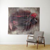 魔法使い | 闇の暗い魔女白熱［赤熱］光を放つ赤い目 タペストリー (インサイチュ(横))