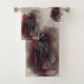 魔法使い | 闇の暗い魔女白熱［赤熱］光を放つ赤い目 バスタオルセット (インサイチュ)