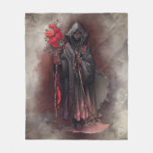 魔法使い | 闇の暗い魔女白熱［赤熱］光を放つ赤い目 フリースブランケット (正面)