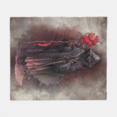 魔法使い | 闇の暗い魔女白熱［赤熱］光を放つ赤い目 フリースブランケット (正面(横))