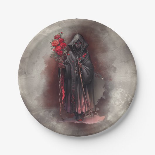 魔法使い | 闇の暗い魔女白熱［赤熱］光を放つ赤い目 ペーパープレート (正面)