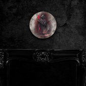 魔法使い | 闇の暗い魔女白熱［赤熱］光を放つ赤い目 ラウンド壁時計