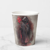 魔法使い | 闇の暗い魔女白熱［赤熱］光を放つ赤い目 紙コップ (裏面)