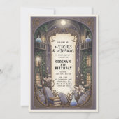 魔法使い 魔女 魔法 城 誕生日 招待状 (正面)