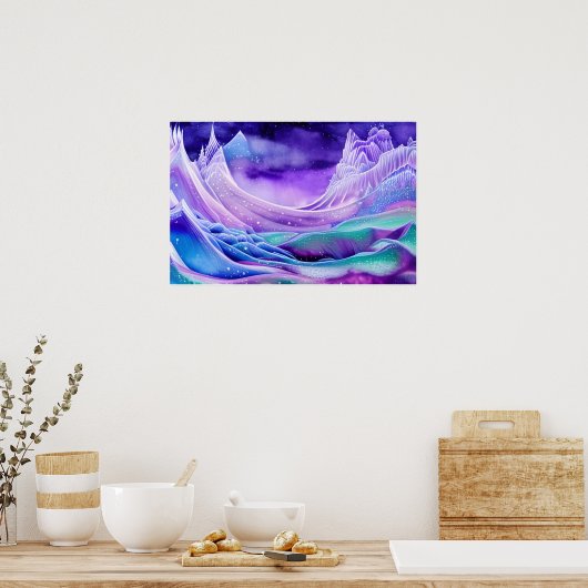 魔法凍ってい氷海デジタルアートポスター ポスター (キッチン)