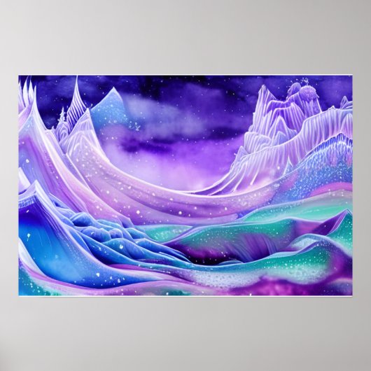 魔法凍ってい氷海デジタルアートポスター ポスター (正面)