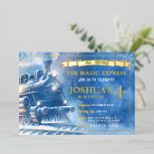 魔法列車誕生日招待状 箔招待状 (立ち正面)