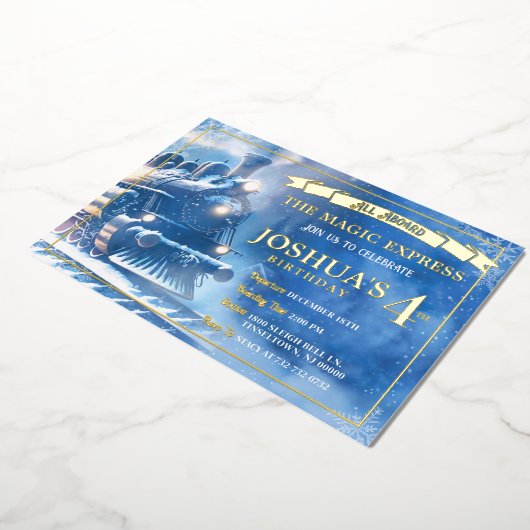 魔法列車誕生日招待状 箔招待状 (回転した状態)