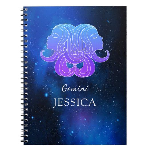 魔法名と〔占星術の〕十二宮図記号Gemini Notebook ノートブック (正面)