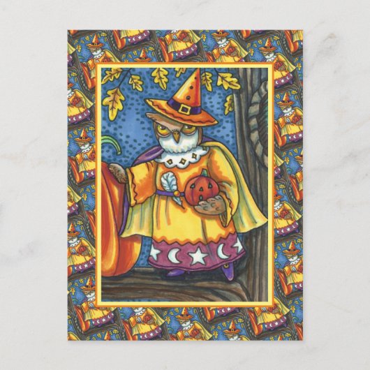 魔法呪文とハロウィーンフード，フクロウウィザード シーズンポストカード (正面)