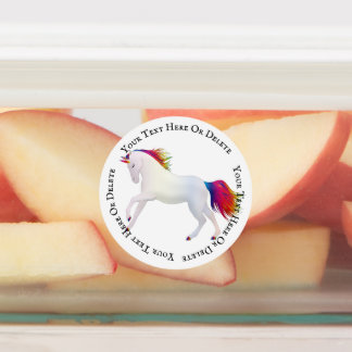 魔法図解入りの、写真付きののかわいい女の子ユニコーン ラベル