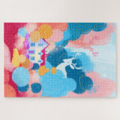 魔法園かわいい鹿と小さな鴨 ジグソーパズル (横)