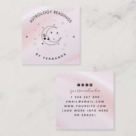魔法天月ピンク星占い スクエア名刺 (正面/裏面)
