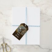 魔法妖精のシルエットで夜子供の誕生日 ギフトタグ (より糸付き)