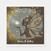 魔法妖精のシルエットで夜子供の誕生日 スタンダードランチョンナプキン (正面)