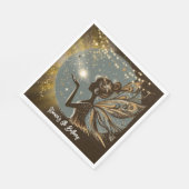 魔法妖精のシルエットで夜子供の誕生日 スタンダードランチョンナプキン (角)
