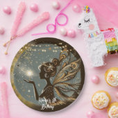 魔法妖精のシルエットで夜子供の誕生日 ペーパープレート (パーティー)