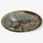 魔法妖精のシルエットで夜子供の誕生日 ペーパープレート (アングル)