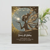 魔法妖精のシルエットで夜子供の誕生日 招待状 (スタンド正面)